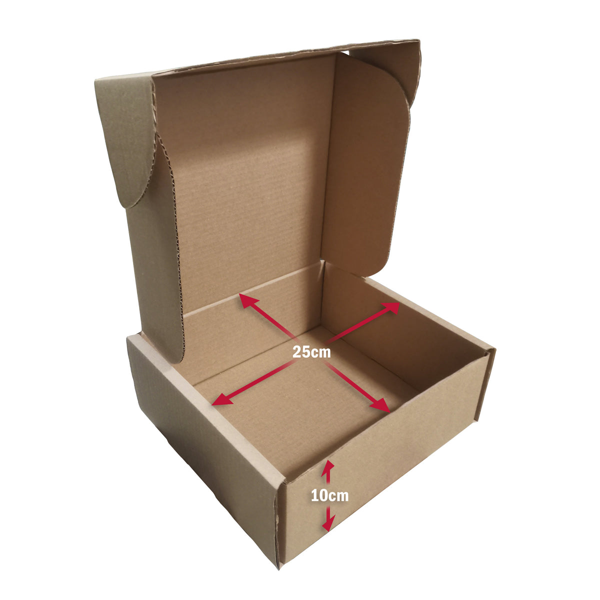 Caja para envíos plana mediana medida 26.5x19.5x6cm - Packaging Solutions .